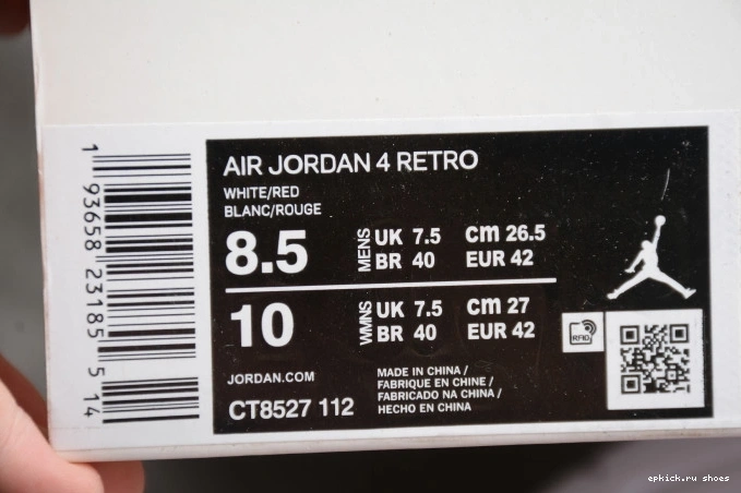 Cheap CT8527-112 4 Jordan Red Metallic Air 0728